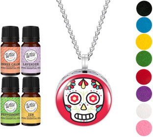 Necklace Diffusers (Stainless Steel) (With Oils: Yes, Pendant: Sugar Skull)