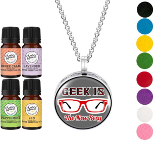 Necklace Diffusers (Stainless Steel) (With Oils: Yes, Pendant: Geek Is Sexy)