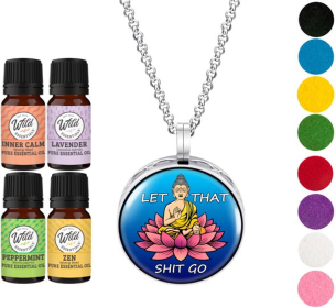 Necklace Diffusers (Stainless Steel) (With Oils: Yes, Pendant: Let It Go Lotus)