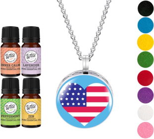 Necklace Diffusers (Stainless Steel) (With Oils: Yes, Pendant: Usa Heart)