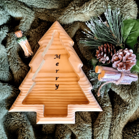 Christmas tree wooden soy wax candle (Scent: Christmas tree)