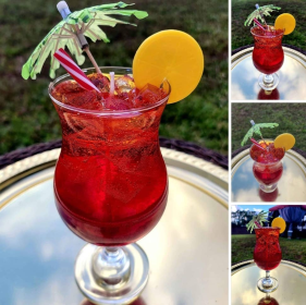 Cocktail theme scented candle (Scent: Bahama Mama, Color: Red)