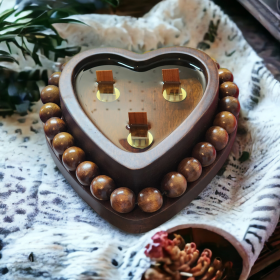 Luxe Beaded Heart Wooden Bowl Soy Wax Candle (Style: Pineapple label, Scent: Lavender Chamomile)