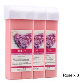 Hair Removal Wax Wax Refill Soft Wax Roller Cartridge For Roll on Waxing Kit Aloe Depilatory Rolling Wax For Sensitive Skin (Plug Type: US Plug, Color: 072-RoseX3)