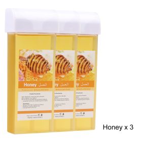 Hair Removal Wax Wax Refill Soft Wax Roller Cartridge For Roll on Waxing Kit Aloe Depilatory Rolling Wax For Sensitive Skin (Plug Type: US Plug, Color: 072-HoneyX3)