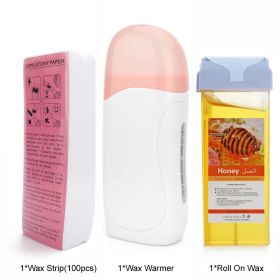 Hair Removal Wax Wax Refill Soft Wax Roller Cartridge For Roll on Waxing Kit Aloe Depilatory Rolling Wax For Sensitive Skin (Plug Type: US Plug, Color: 072-W-Honey)