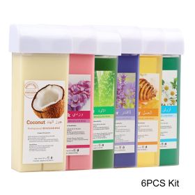 Hair Removal Wax Wax Refill Soft Wax Roller Cartridge For Roll on Waxing Kit Aloe Depilatory Rolling Wax For Sensitive Skin (Plug Type: EU Plug, Color: 072-Mixed6pcs)