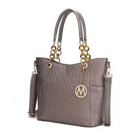 MKF Collection Rylee Vegan Leather Women Tote Handbag by Mia k (Material: Polycarbonate, Color: Pewter)