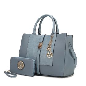 MKF Collection Yola Satchel Bag with Wallet Vegan Leather Women by Mia K (Material: Vegan Leather, Color: Denim Blue)
