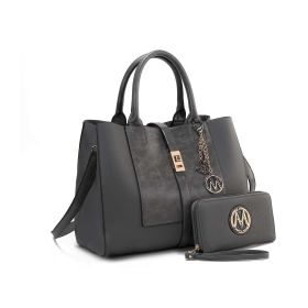 MKF Collection Yola Satchel Bag with Wallet Vegan Leather Women by Mia K (Material: Vegan Leather, Color: Charcoal)