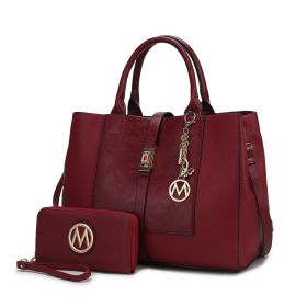 MKF Collection Yola Satchel Bag with Wallet Vegan Leather Women by Mia K (Material: Vegan Leather, Color: Wine)