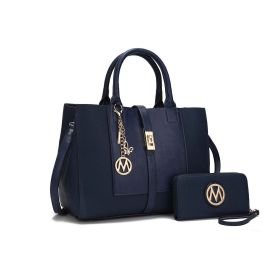 MKF Collection Yola Satchel Bag with Wallet Vegan Leather Women by Mia K (Material: Vegan Leather, Color: Navy)