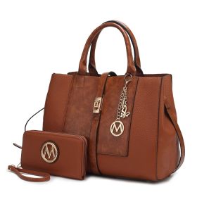 MKF Collection Yola Satchel Bag with Wallet Vegan Leather Women by Mia K (Material: Vegan Leather, Color: Cognac)